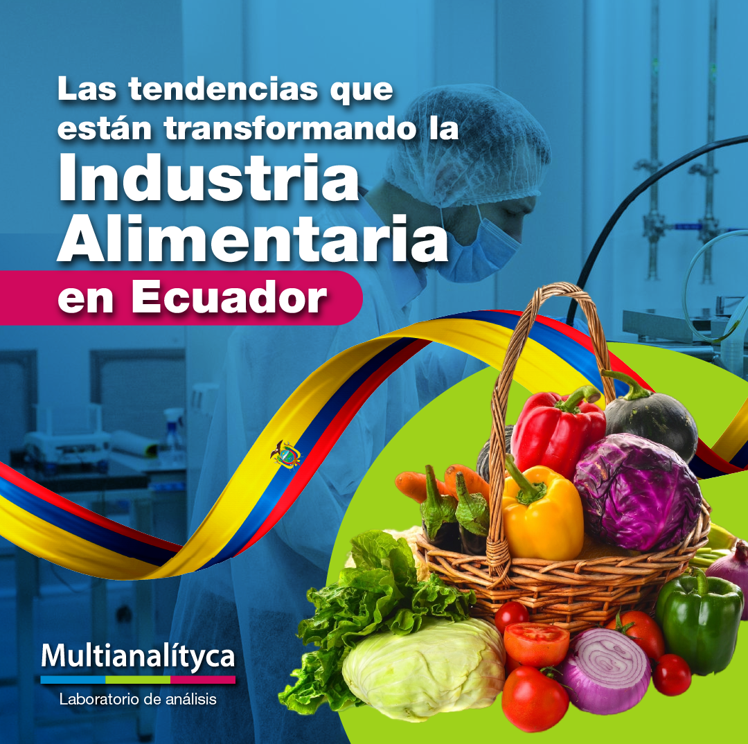 Tendencias en la industria alimentaria en Ecuador: alimentos saludables, comercio electrónico, sostenibilidad, alimentos funcionales, seguridad alimentaria y demanda de alimentos veganos.